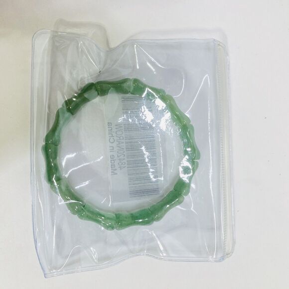 Green Jade Gemstone Translucent Band Stretch Bracelet Fashion Womans - Picture 10 of 10